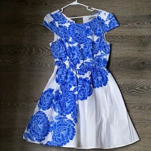 White and blue floral dress